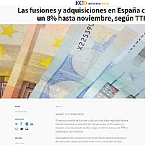 Las fusiones y adquisiciones en Espaa cayeron un 8% hasta noviembre, segn TTR